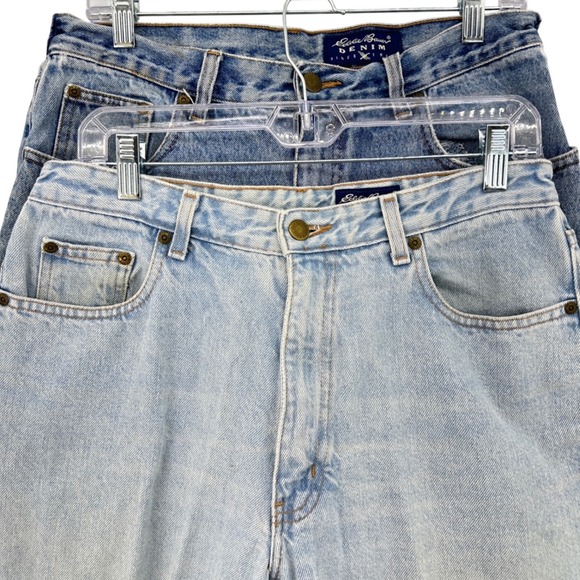 Eddie Bauer Denim - VTG Eddie Bauer (Set‎ of 2) Mom Jeans Light Medium Wash SZ 12P 30x29 Distressed